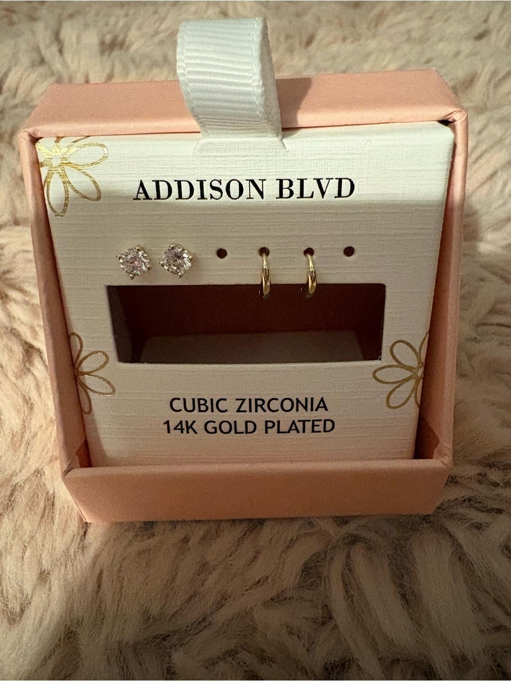 Addison Blvd 14K Gold Plated Cubic Zirconia Earrings Set - Gold and Clear